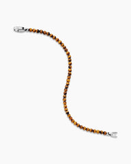 Spiritual Beads Bracelet in Tiger’s Eye with Sterling Silver, 4mm