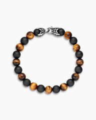 Spiritual Beads Alternating Bracelet in Sterling Silver with Tiger’s Eye and Black Onyx, 8mm