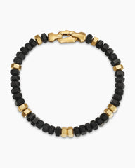 Hex Bead Bracelet with Black Onyx and 18K Yellow Gold, 6mm