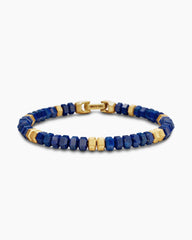 Hex Bead Bracelet with Lapis and 18K Yellow Gold, 6mm