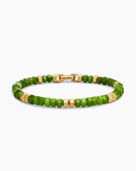 Hex Bead Bracelet with Nephrite Jade and 18K Yellow Gold, 6mm