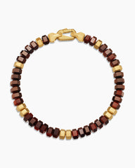 Hex Bead Bracelet with Red Tiger’s Eye and 18K Yellow Gold, 6mm