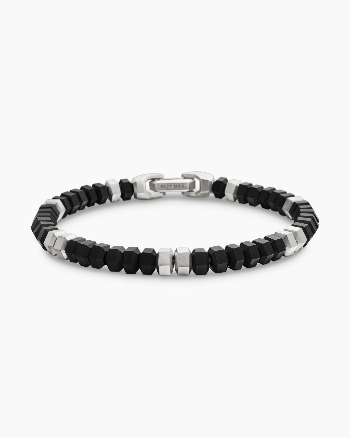 Hex Bead Bracelet in Sterling Silver with Black Onyx, 6mm