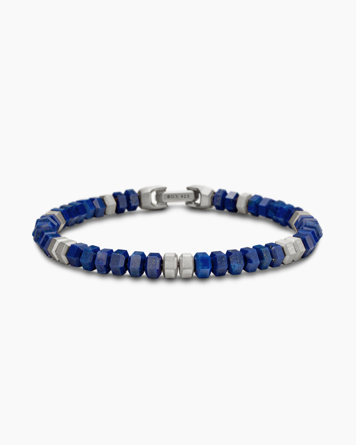Hex Bead Bracelet in Sterling Silver with Lapis, 6mm