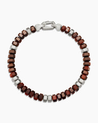 Hex Bead Bracelet in Sterling Silver with Red Tiger’s Eye, 6mm