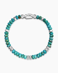 Hex Bead Bracelet in Sterling Silver with Turquoise, 6mm