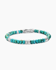 Hex Bead Bracelet in Sterling Silver with Turquoise, 6mm