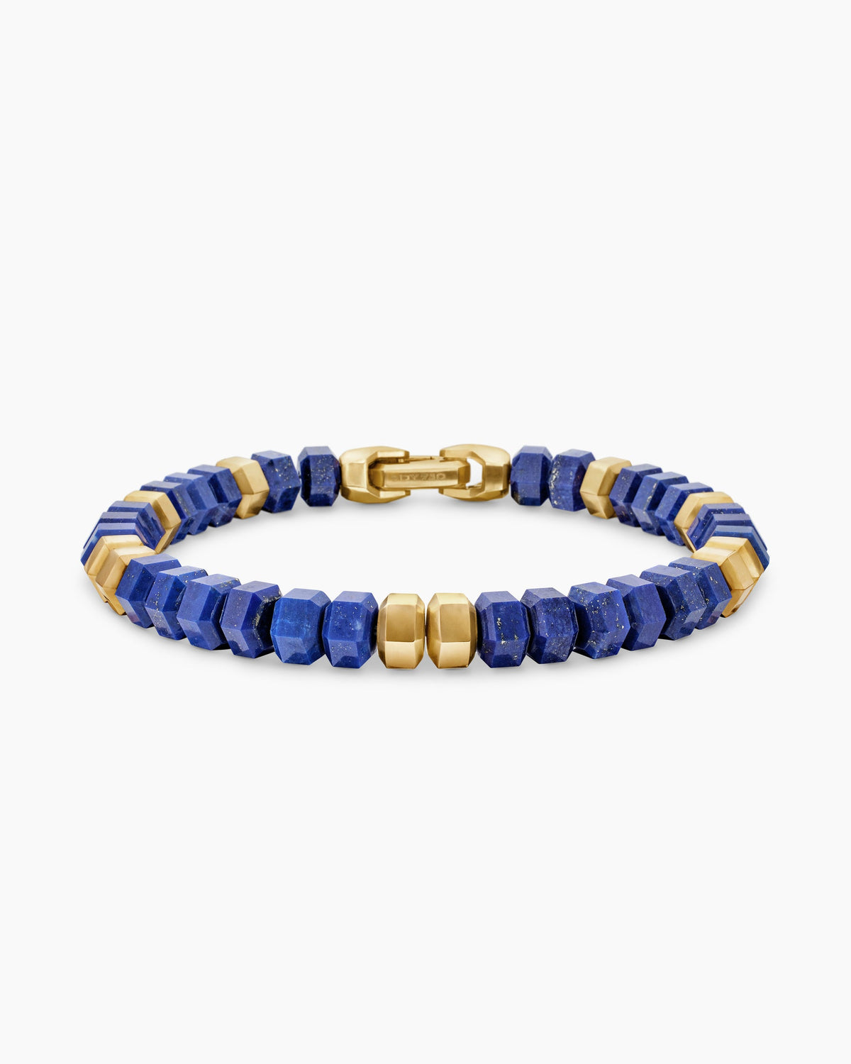 Hex Bead Bracelet with Lapis and 18K Yellow Gold, 8mm