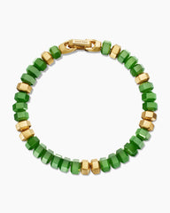 Hex Bead Bracelet with Nephrite Jade and 18K Yellow Gold, 8mm