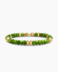 Hex Bead Bracelet with Nephrite Jade and 18K Yellow Gold, 8mm