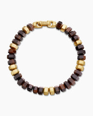 Hex Bead Bracelet with Red Tiger’s Eye and 18K Yellow Gold, 8mm