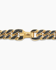 Curb Chain Bracelet in 18K Yellow Gold with Forged Carbon, 8mm