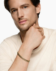 Curb Chain Bracelet in 18K Yellow Gold with Forged Carbon, 8mm