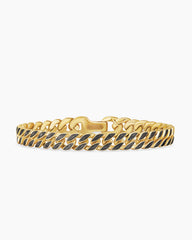 Curb Chain Bracelet in 18K Yellow Gold with Forged Carbon, 8mm