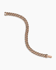 Curb Chain Bracelet in 18K Rose Gold with Cognac Diamonds, 8mm