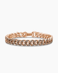 Curb Chain Bracelet in 18K Rose Gold with Cognac Diamonds, 8mm