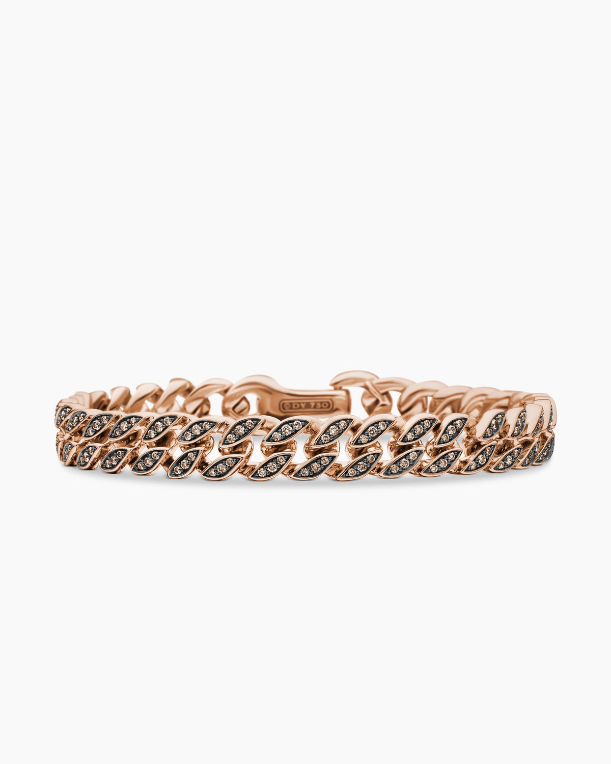Curb Chain Bracelet in 18K Rose Gold with Cognac Diamonds, 8mm
