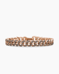 Curb Chain Bracelet in 18K Rose Gold with Cognac Diamonds, 8mm