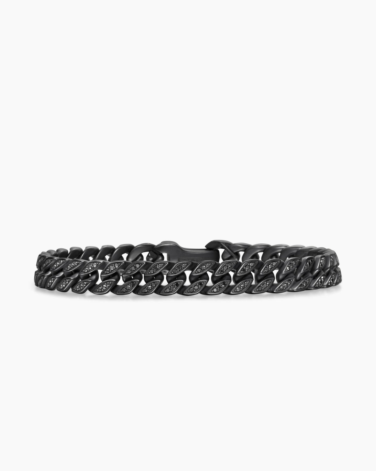 Curb Chain Bracelet in Black Titanium with Black Diamonds, 8mm