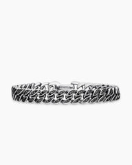 Curb Chain Bracelet in Sterling Silver with Black Diamonds, 8mm