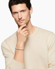 Curb Chain Bracelet in Sterling Silver with Diamonds, 8mm