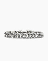 Curb Chain Bracelet in Sterling Silver with Diamonds, 8mm