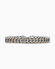 Curb Chain Bracelet in Sterling Silver with Orange Sapphires, 8mm