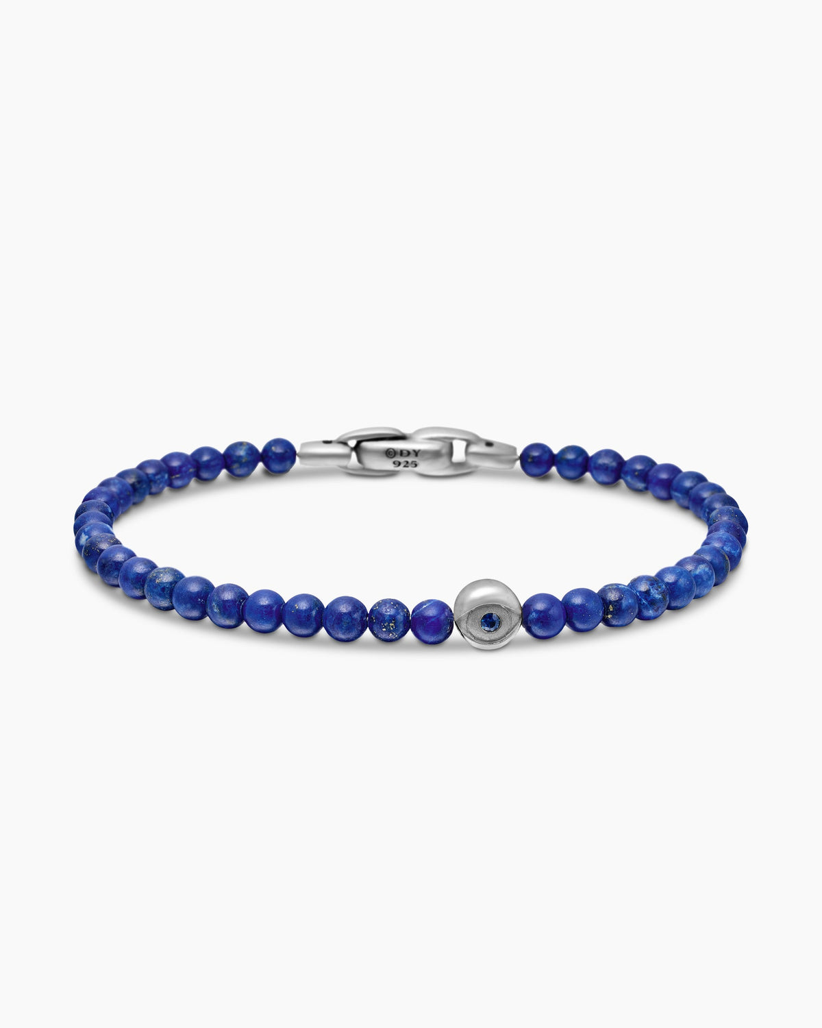Spiritual Beads Evil Eye Bracelet in Sterling Silver with Lapis and Sapphire, 4mm