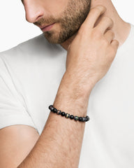 Spiritual Beads Rainbow Bracelet in Sterling Silver with Black Onyx, Sapphires and Tsavorites, 8mm