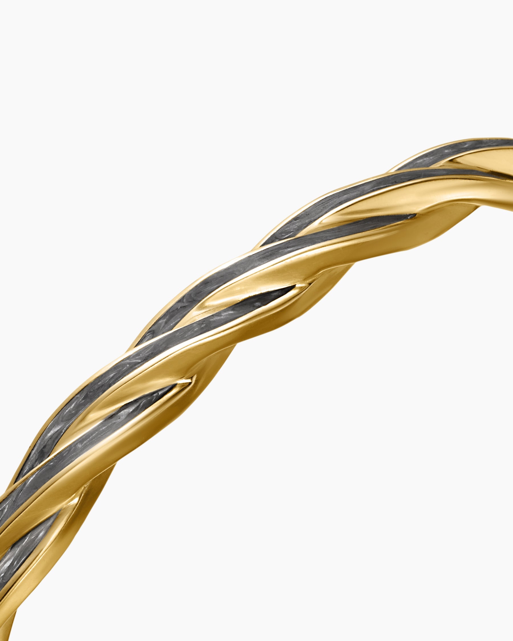 DY Helios™ Cuff Bracelet in 18K Yellow Gold with Forged Carbon, 6mm
