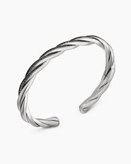 DY Helios™ Cuff Bracelet in Sterling Silver with Black Diamonds, 6mm