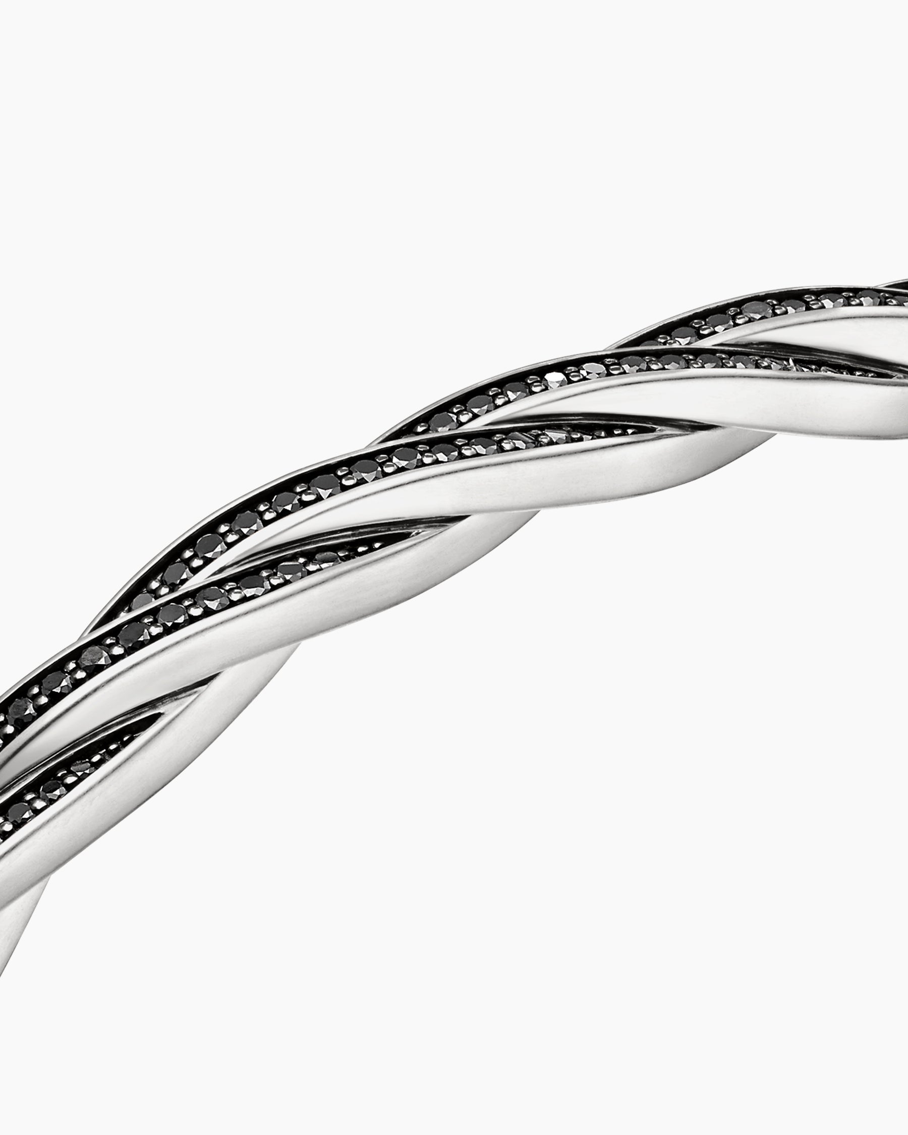 DY Helios™ Cuff Bracelet in Sterling Silver with Black Diamonds, 6mm