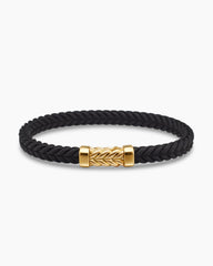 Chevron Bracelet in Black Rubber with 18K Yellow Gold, 6mm