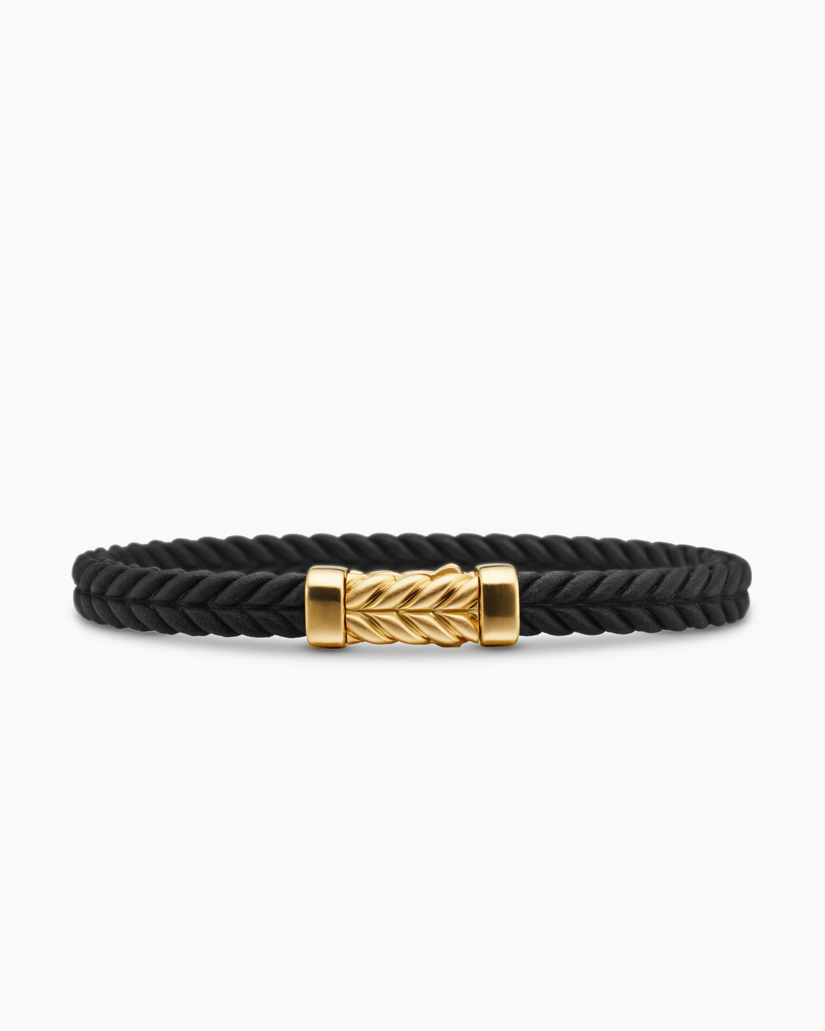 Chevron Bracelet in Black Rubber with 18K Yellow Gold, 6mm