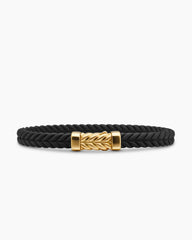 Chevron Bracelet in Black Rubber with 18K Yellow Gold, 6mm