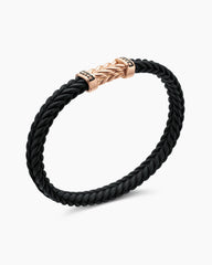 Chevron Bracelet in Black Rubber with 18K Rose Gold and Cognac Diamonds, 6mm