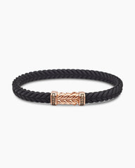 Chevron Bracelet in Black Rubber with 18K Rose Gold and Cognac Diamonds, 6mm