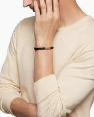 Chevron Bracelet in Black Rubber with 18K Rose Gold and Cognac Diamonds, 6mm