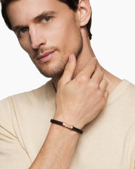 Chevron Bracelet in Black Rubber with 18K Rose Gold, 6mm