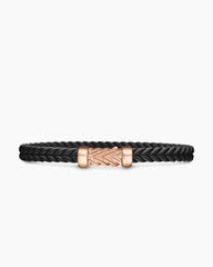 Chevron Bracelet in Black Rubber with 18K Rose Gold, 6mm