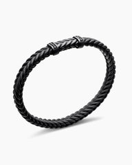 Chevron Bracelet in Black Rubber with Black Titanium and Black Diamonds, 6mm