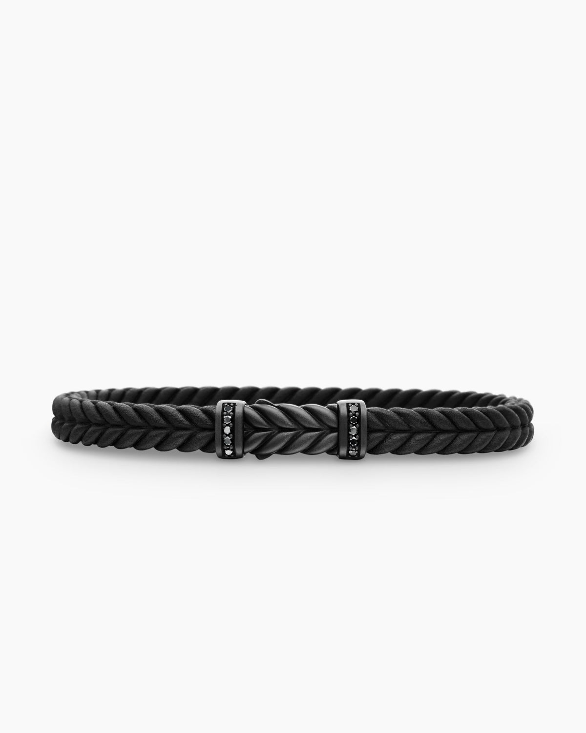Chevron Bracelet in Black Rubber with Black Titanium and Black Diamonds, 6mm