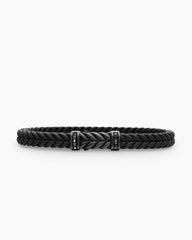 Chevron Bracelet in Black Rubber with Black Titanium and Black Diamonds, 6mm
