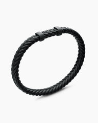 Chevron Bracelet in Black Rubber with Black Titanium, 6mm