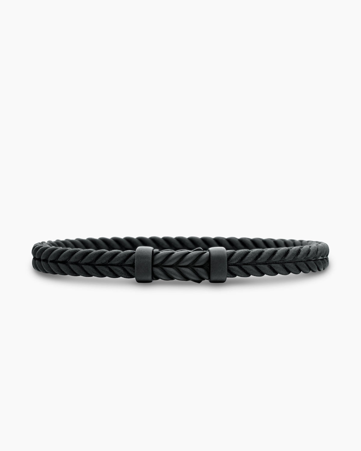 Chevron Bracelet in Black Rubber with Black Titanium, 6mm