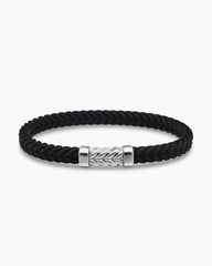 Chevron Bracelet in Black Rubber with Sterling Silver, 6mm