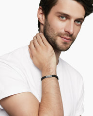 Chevron Bracelet in Black Rubber with Sterling Silver, 6mm