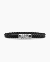 Chevron Bracelet in Black Rubber with Sterling Silver, 6mm