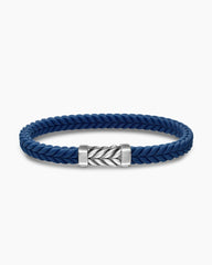 Chevron Bracelet in Blue Rubber with Sterling Silver, 6mm