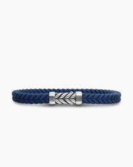 Chevron Bracelet in Blue Rubber with Sterling Silver, 6mm